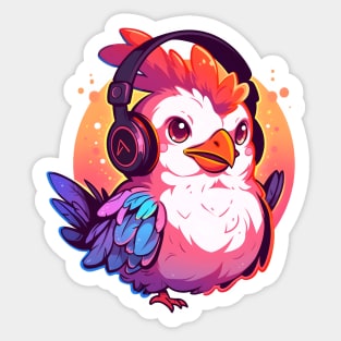 Chicken Headphones Sticker